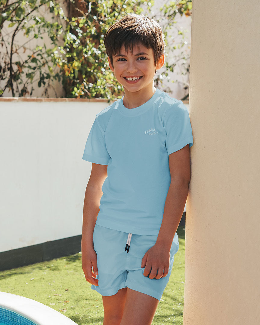 Boy UV Swim Short Clearwater Blue - solid