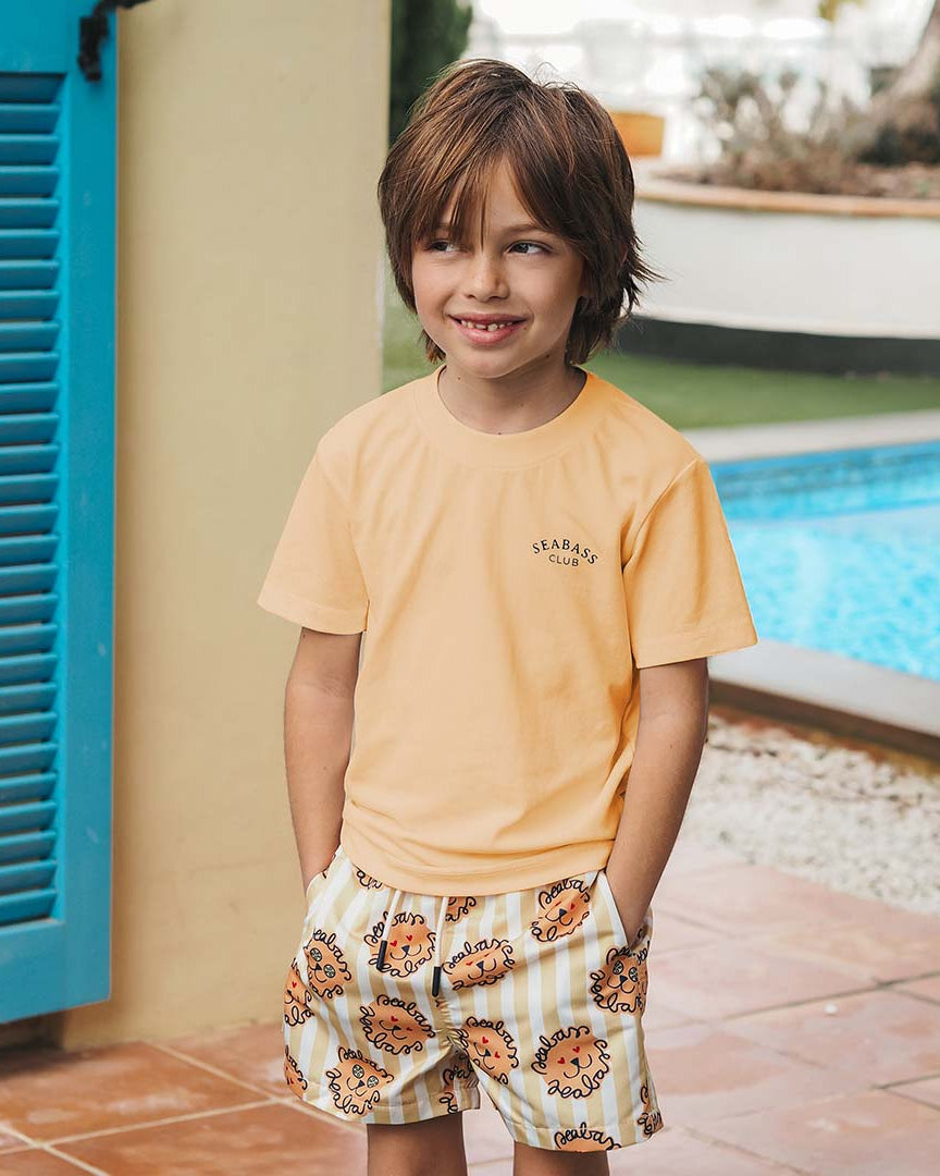 Jungs UV Badeshort Leone - Löwe Gelbe Streifen