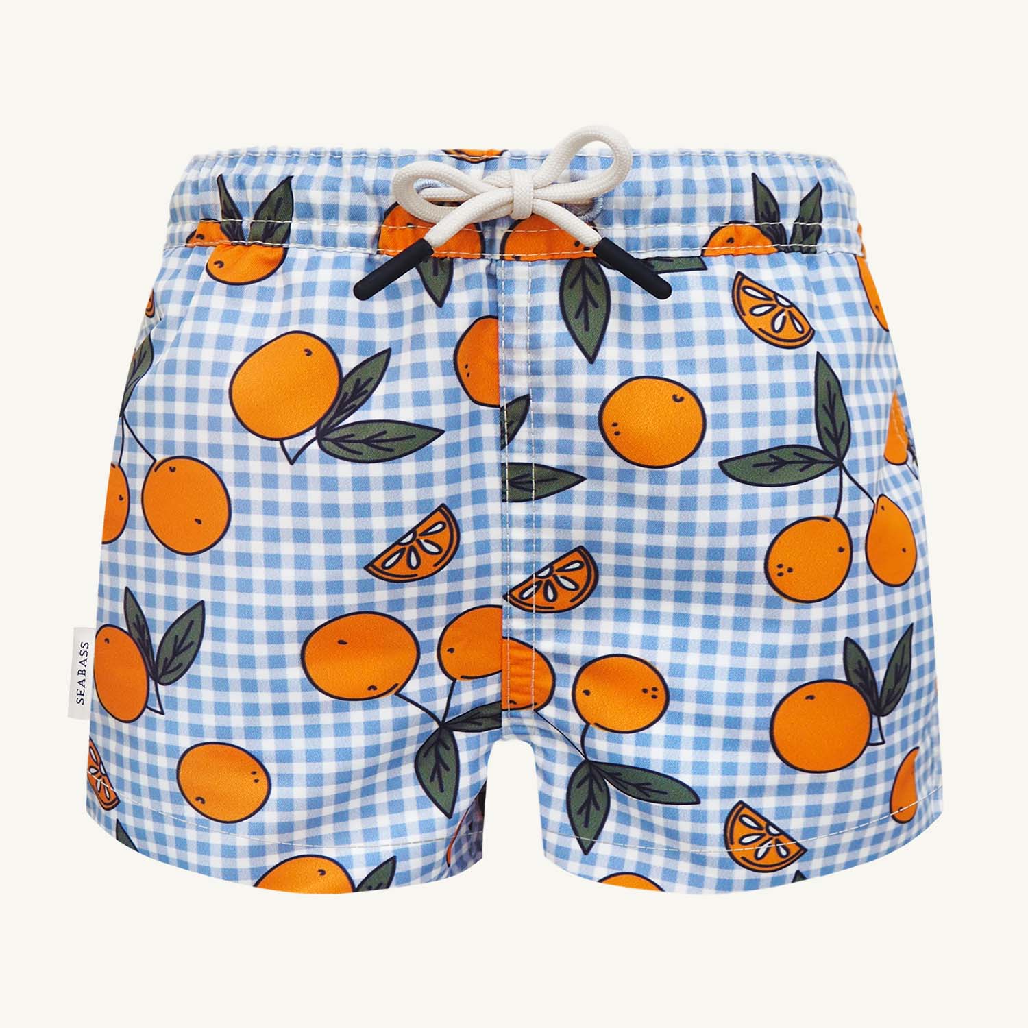 Männer UV Badeshort Corsica - Orange Blau kariert