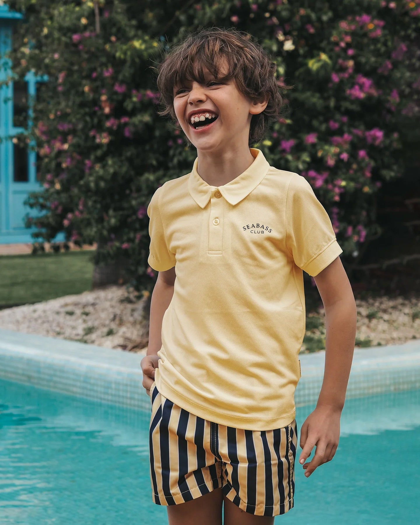 Boy UV Swim Short Sorrento - navy yellow stripes