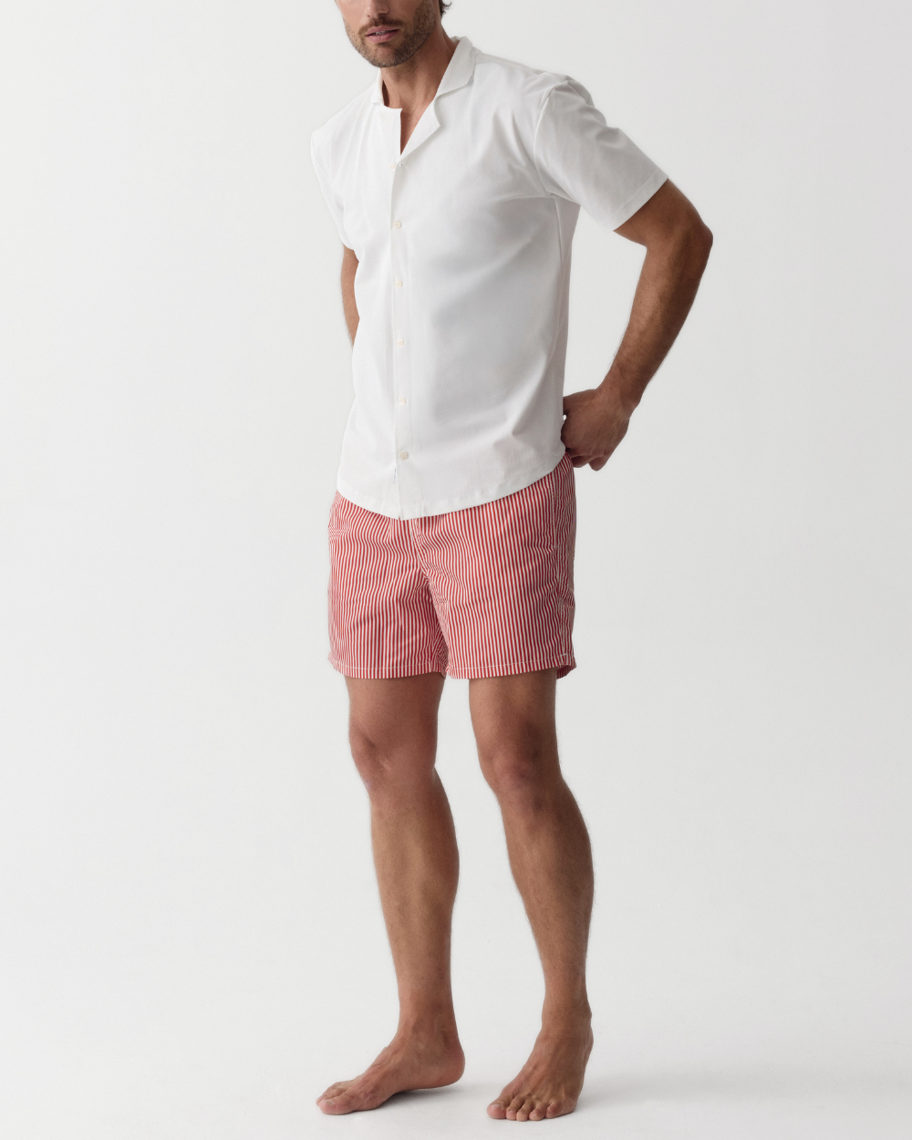 Männer UV Badeshort Venice - Rote Streifen