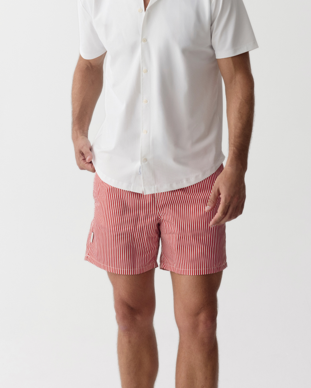 Männer UV Badeshort Venice - Rote Streifen