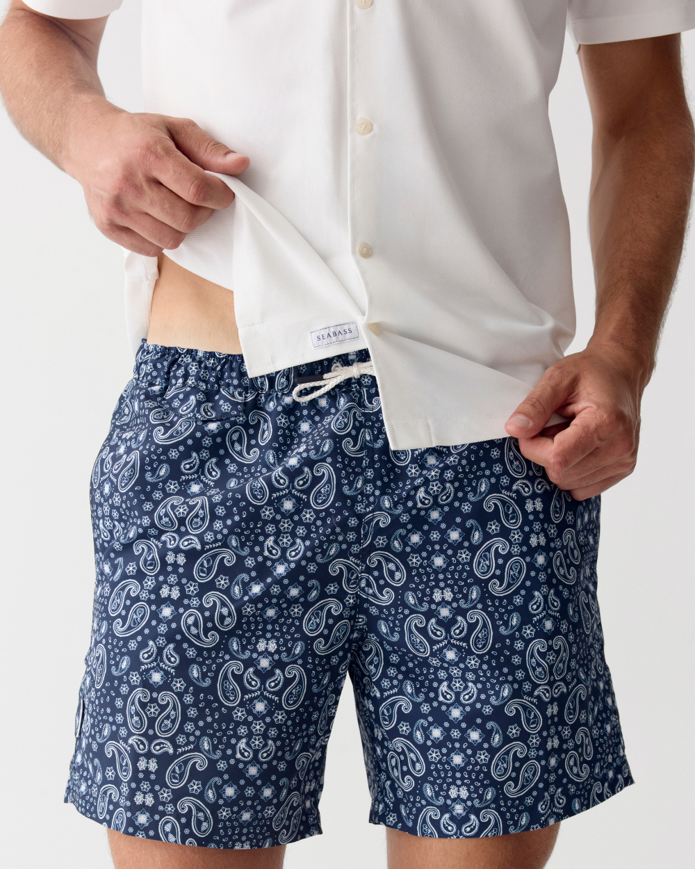 Camisa Corta UV Hombre Marina Blanco