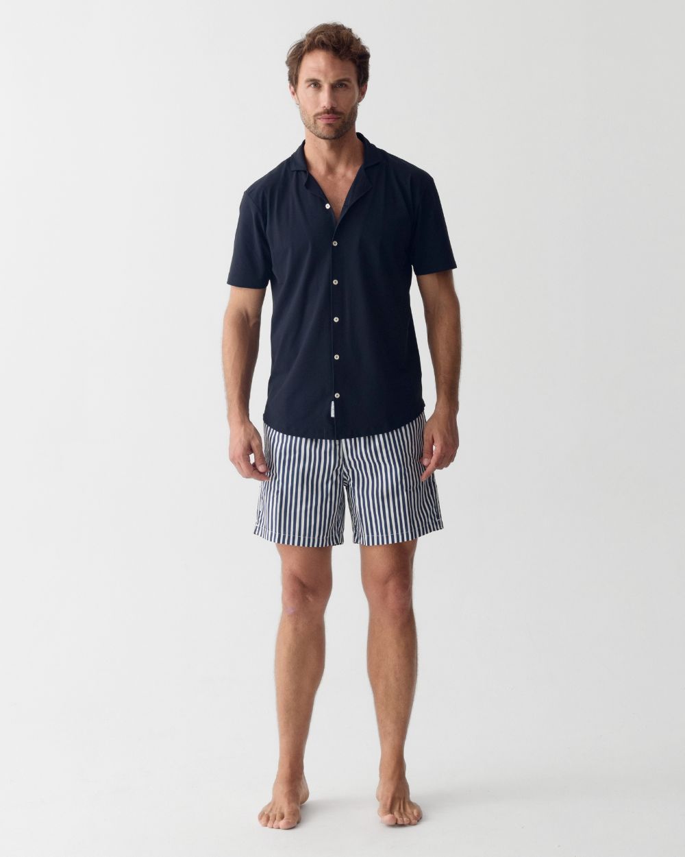 Heren Camp Shirt met UV-bescherming - marineblauw