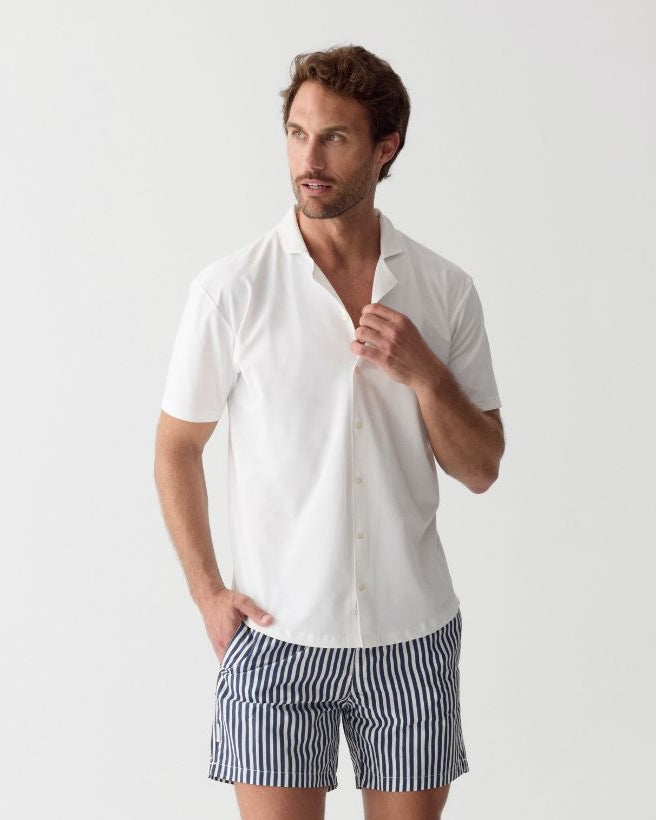 Camisa Corta UV Hombre Marina Blanco