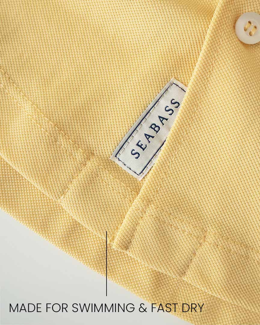 Heren Camp Shirt met UV-bescherming - zachtgeel