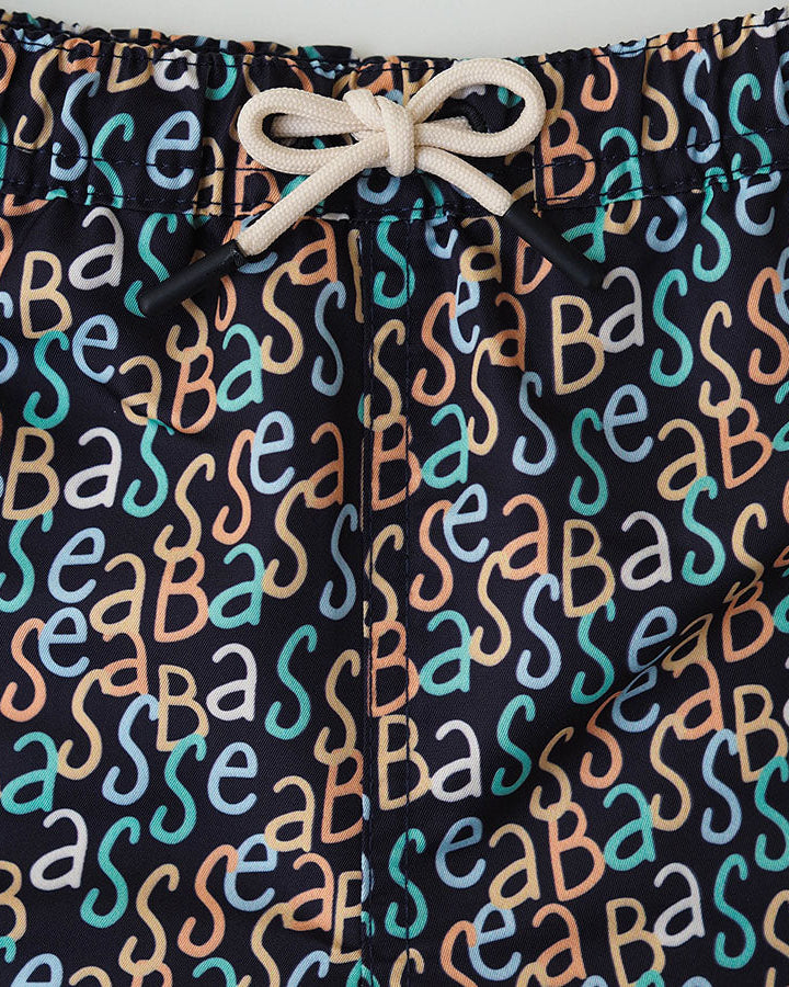 Men UV Swim Short Hollywood - navy logo print