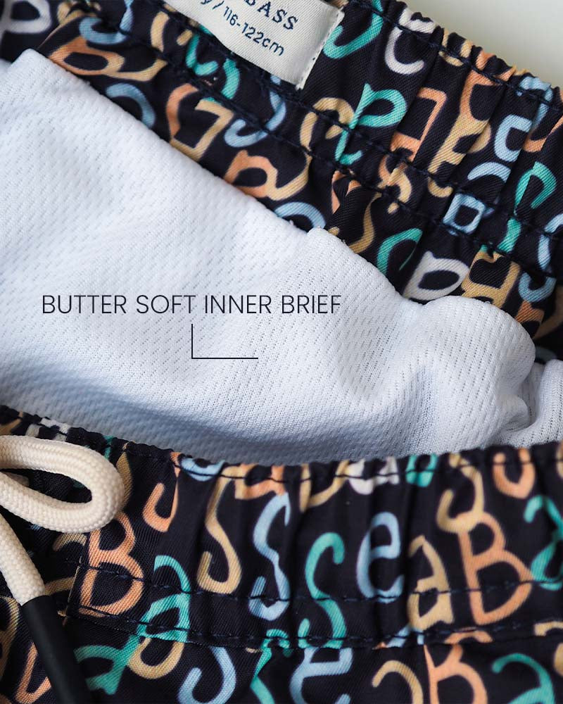 Boy UV Swim Short Hollywood - navy logo print