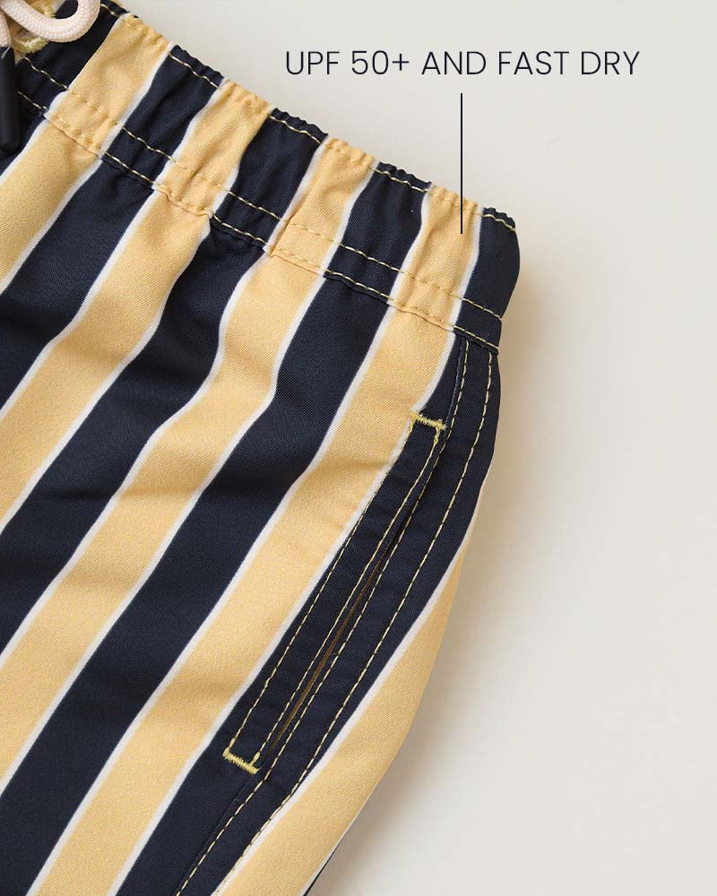 Boy UV Swim Short Sorrento - navy yellow stripes