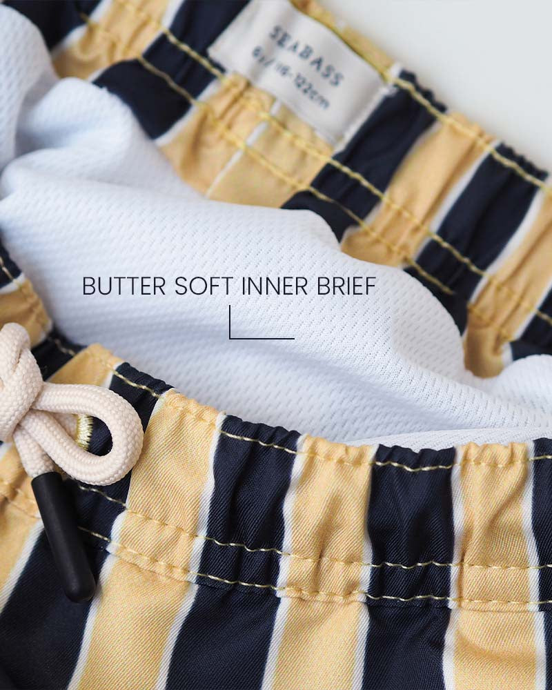 Boy UV Swim Short Sorrento - navy yellow stripes