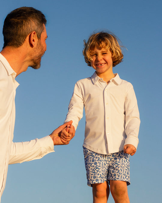 Camisa Classic UV Niño Marina Blanco