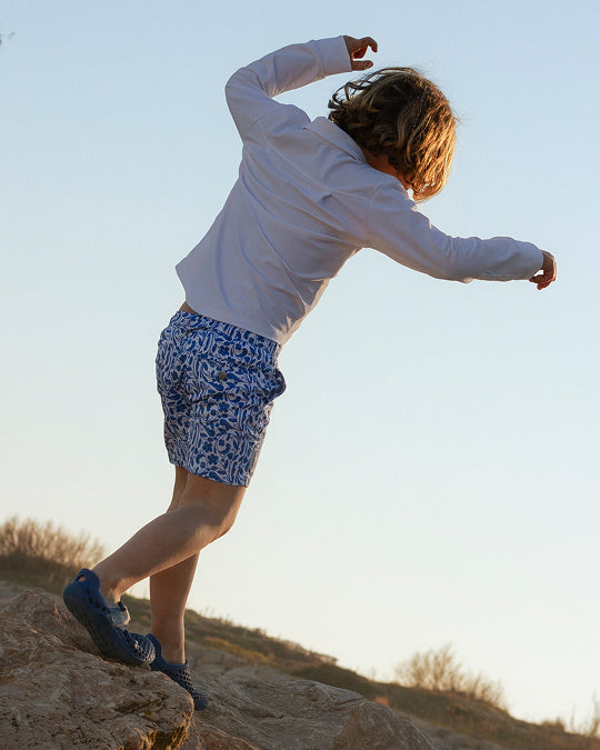 Camisa Classic UV Niño Marina Blanco