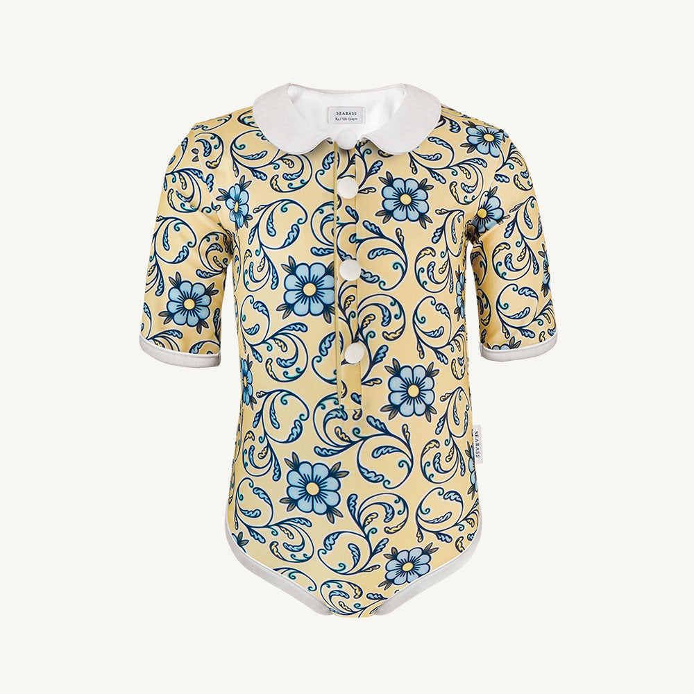 Bañador Niña Coco Taormina - flores amarrillas y azules