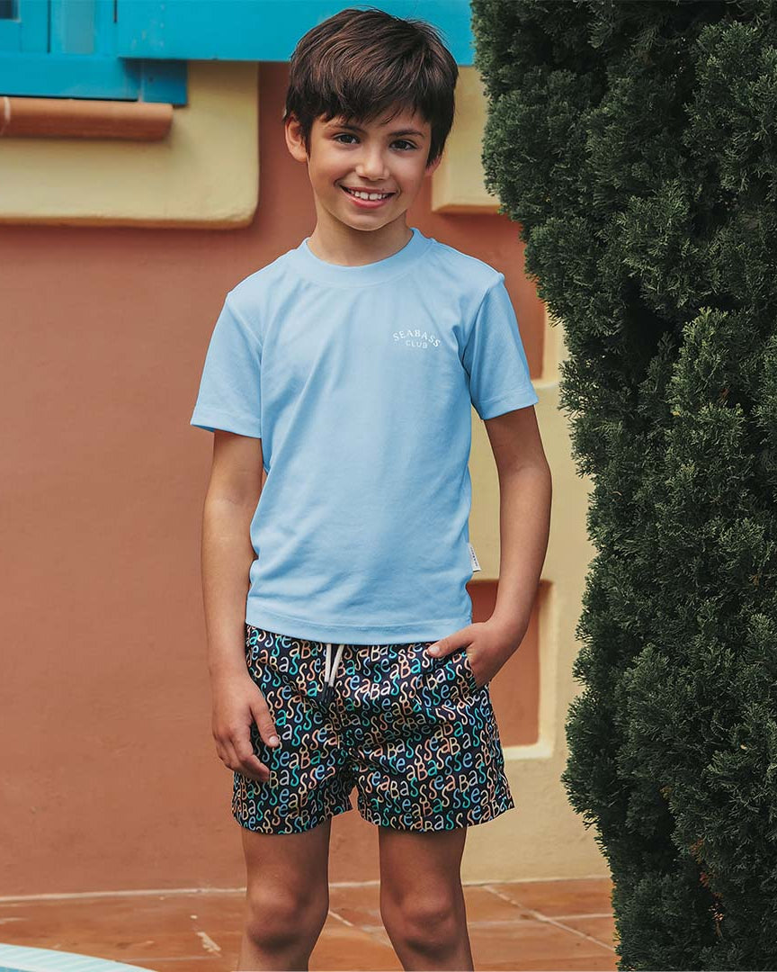 Boy UV Swim Short Hollywood - navy logo print