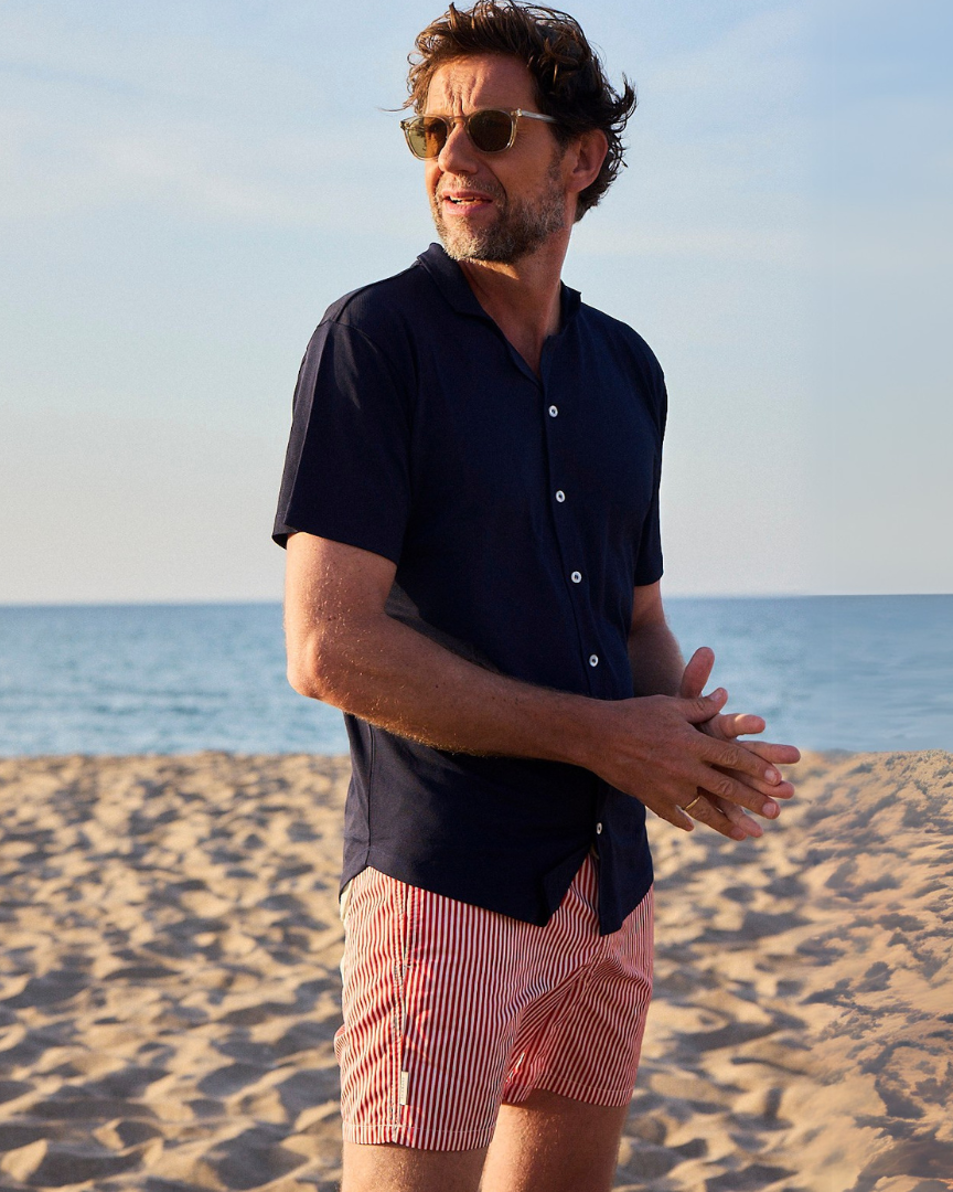 Männer UV Badeshort Venice - Rote Streifen