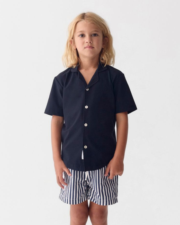 Camisa Corta UV Niño Marina Azul Marino