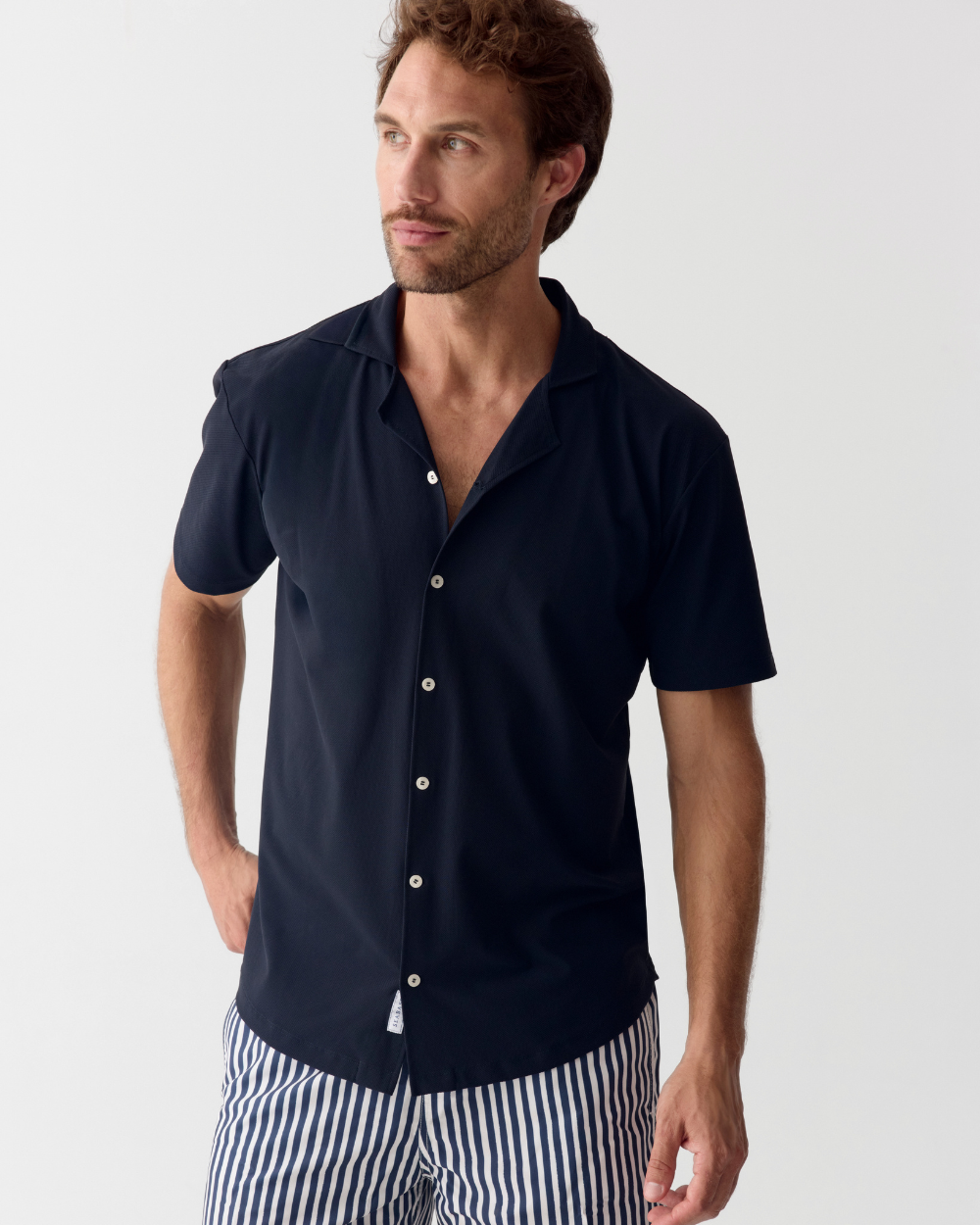 Camisa Corta UV Hombre Marina Azul Marino