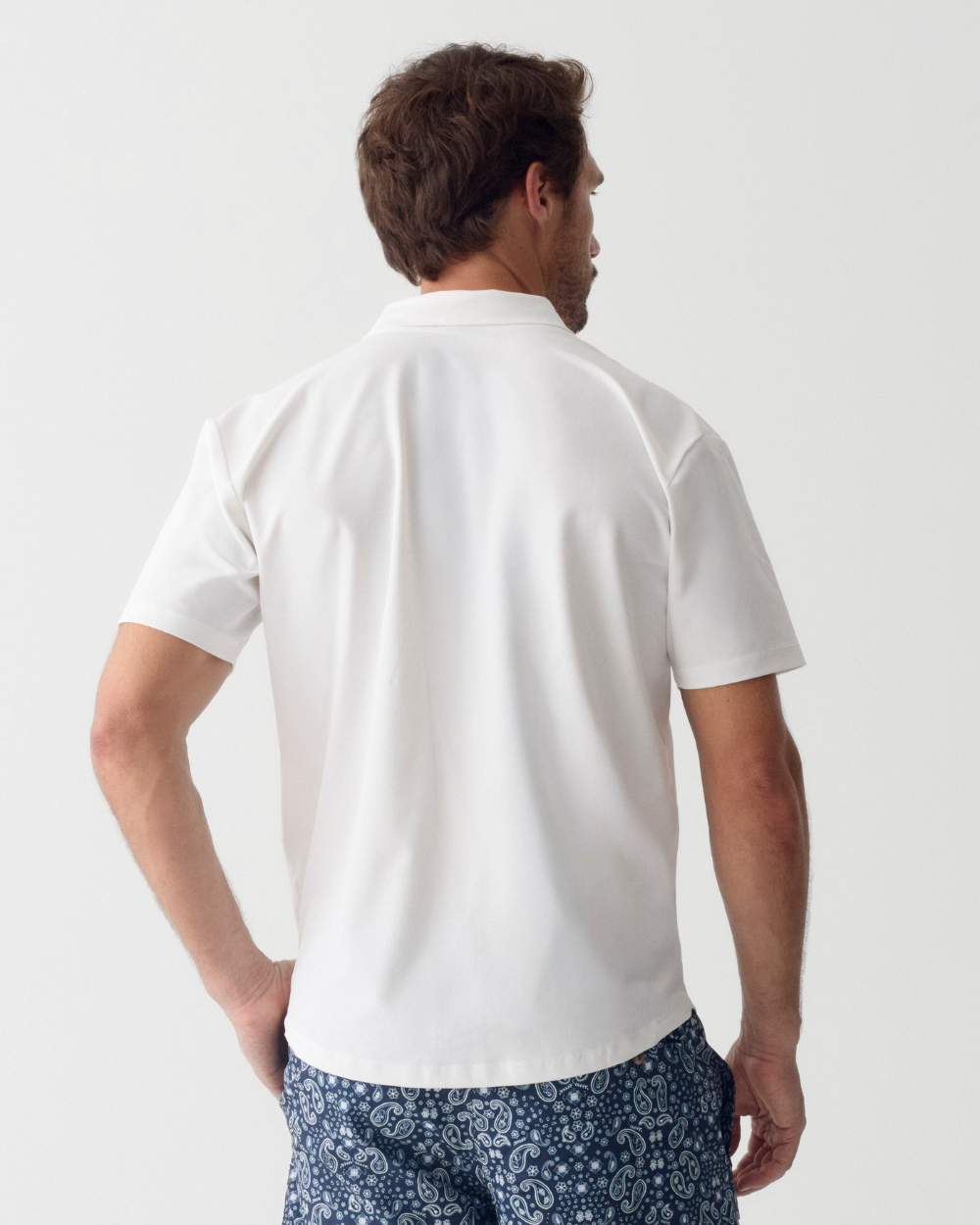 Camisa Corta UV Hombre Marina Blanco