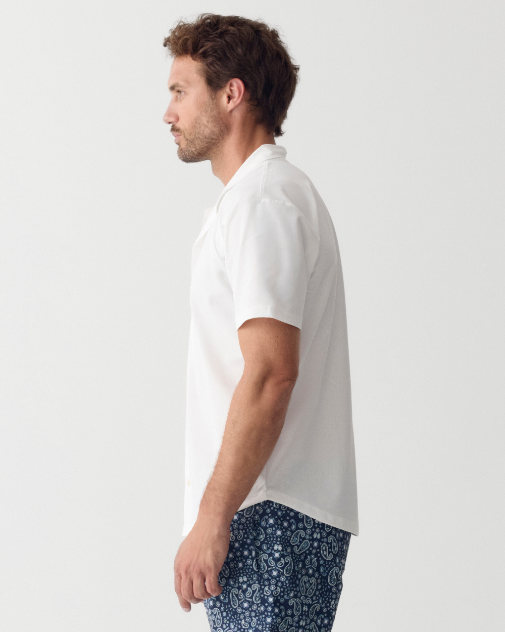 Camisa Corta UV Hombre Marina Blanco