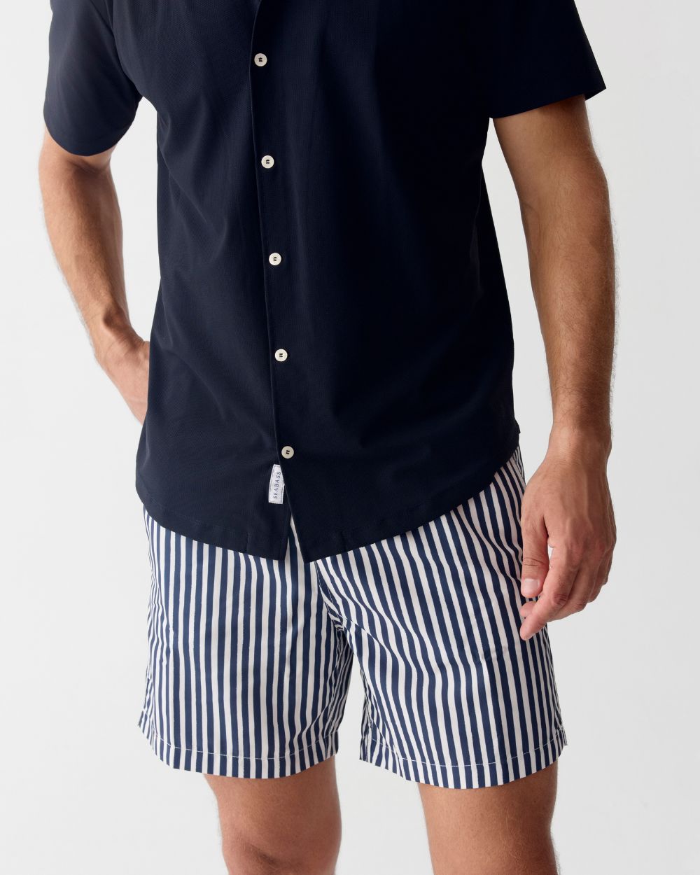 Heren Camp Shirt met UV-bescherming - marineblauw