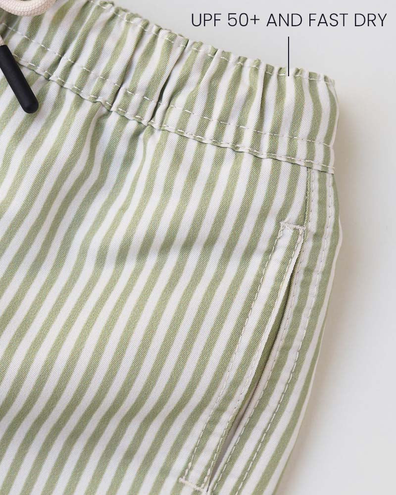 Männer UV Badeshort Portofino - Grüne Streifen