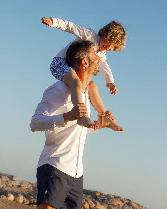 Camisa Classic UV Niño Marina Blanco